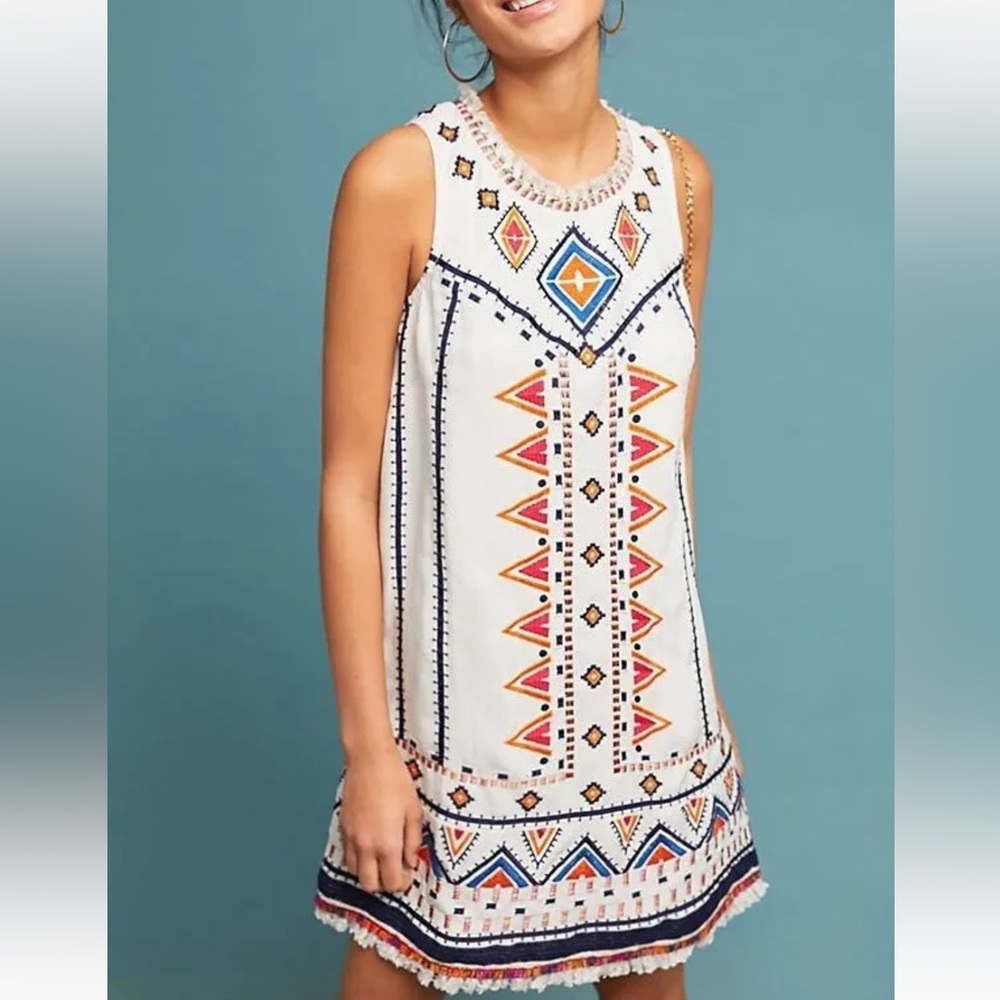 Anthropologie Akemi + Kin Reagan Embroidered Shift Dress Size 4 (S )MSRP $228